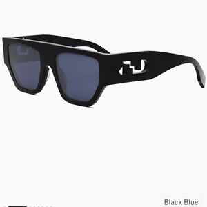 Fendi O'lock 54mm FE40108U Geometric FF Logo Mask Unisex Sunglasses Black Blue